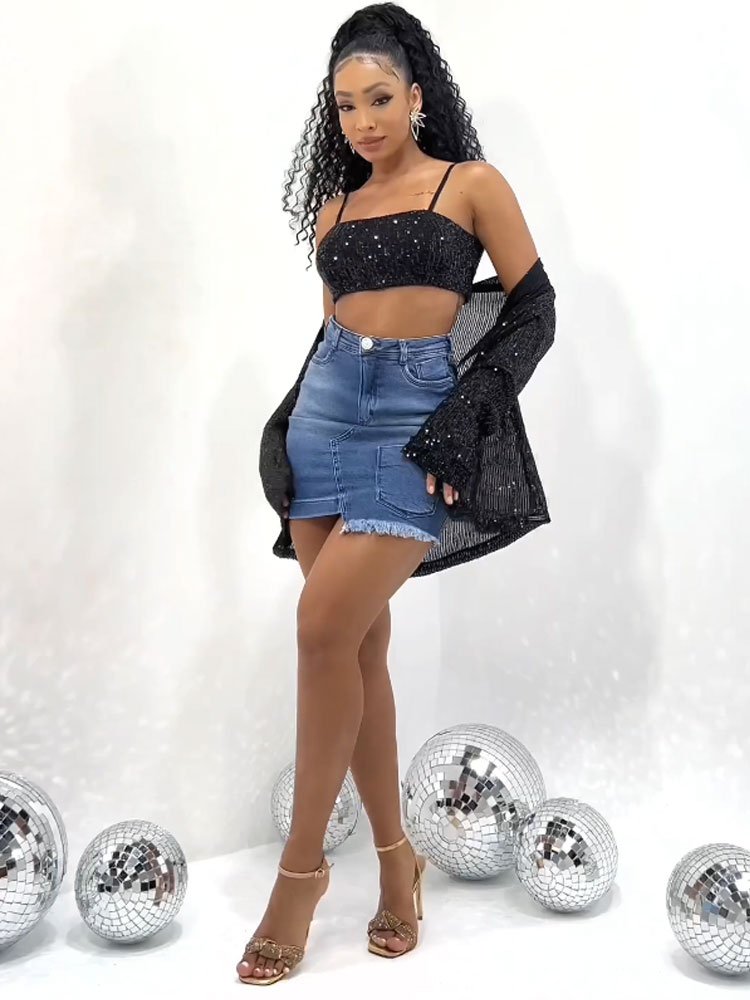 Saia Feminina Vinil Midi Evasê