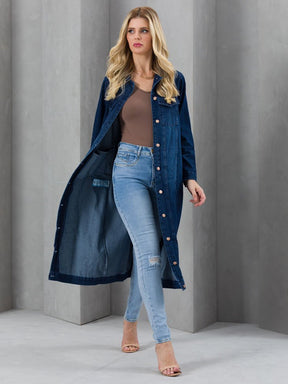 Jaqueta Feminina Jeans Tradicional Gola Flat