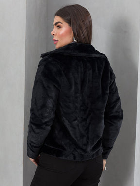 Jaqueta Feminina Peluciada Teddy Gola Alta