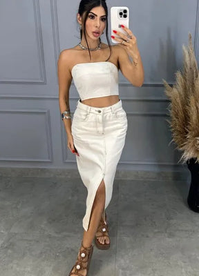 Top Jeans Virgínia - Off