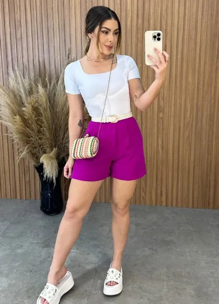 Short Melissa Alfaiataria - Fúcsia