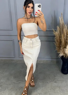 Top Jeans Virgínia - Off