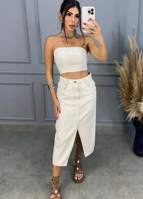 Top Jeans Virgínia - Off